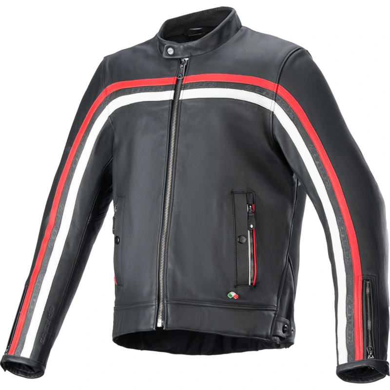 ALPINESTARS Dyno Leather Jacket – Black/Ruby Red/Ecru – 3XL 3103924-1316-3X