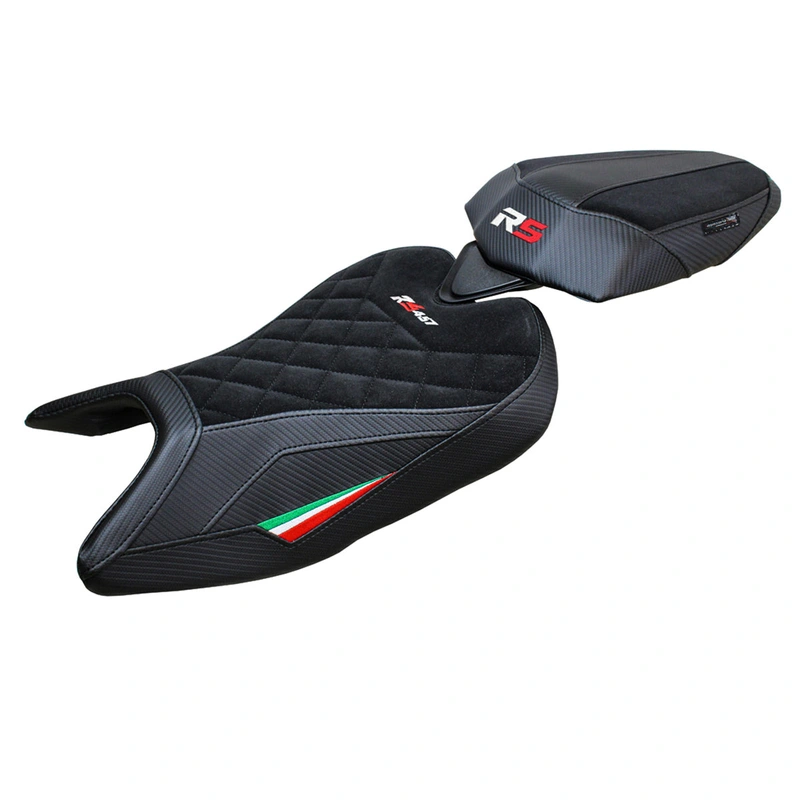 Aprilia RS 457 2023 2024 Seat Cover Tappezzeria Italia in Italy Flag and Black SE Diamond Stitch